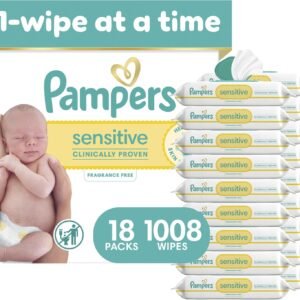 Pampers Sensitive Baby Wipes, Unscented, Fragrance Free, Clinically Proven, Water Based, Hypoallergenic, Multi-Use, Hand Wipes, 1008 Wipes Total (18X Flip-Top Packs) - MR Shop World